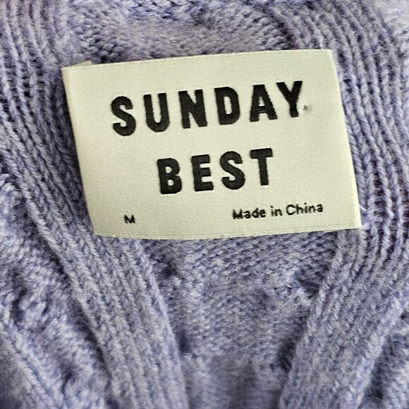 Sunday Best Aritzia Winston Light Purple Pastel Sweater Vest Cable Knit Sz M - Picture 6 of 9